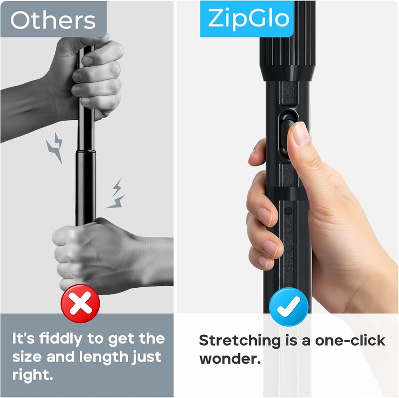 ZipGlo Black Tension Curtain Rod 41-166In(4-14Ft), Extra Long Outdoor Curtain Rod No Drilling for Window or Bathroom Patio, Adjustable Heavy Duty Shower Rod,Rod Diameter 1.26In-One-bond stretching - Image 4